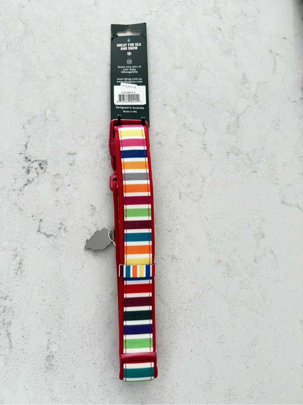 NWT-DOOG Neoprene Multicolored Stripe Scooby Collar - Large 16”-24”